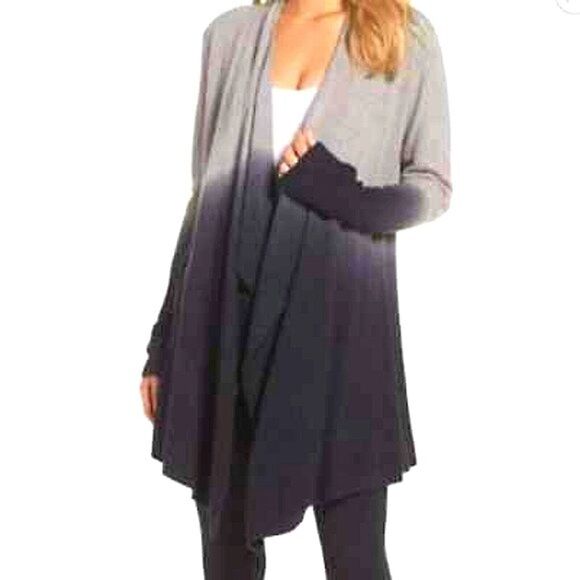 Barefoot Dreams Cardigan L Xl 436 Calypso Ombre Wrap Cardigan Brown Blue Black - Picture 2 of 10